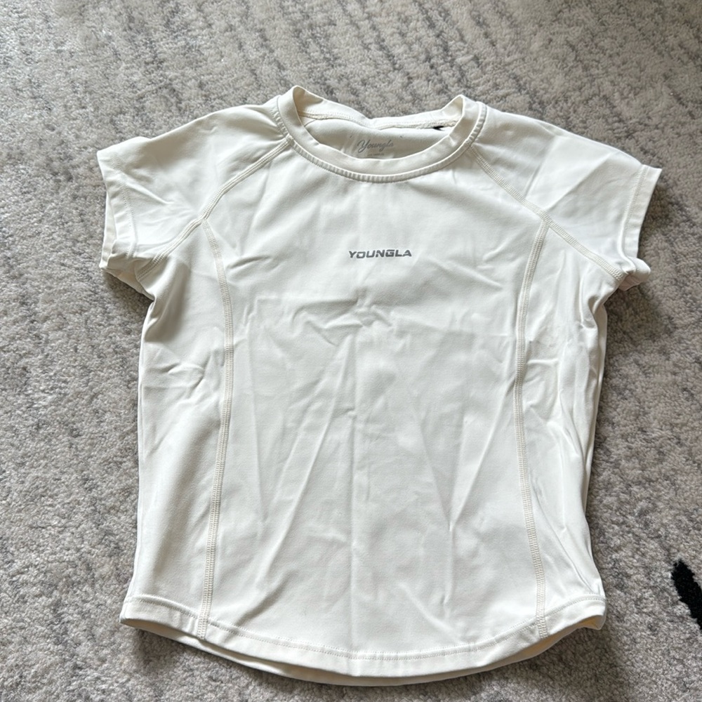 YOUNGLA W439 Compression Cap Sleeve Tee - off white
